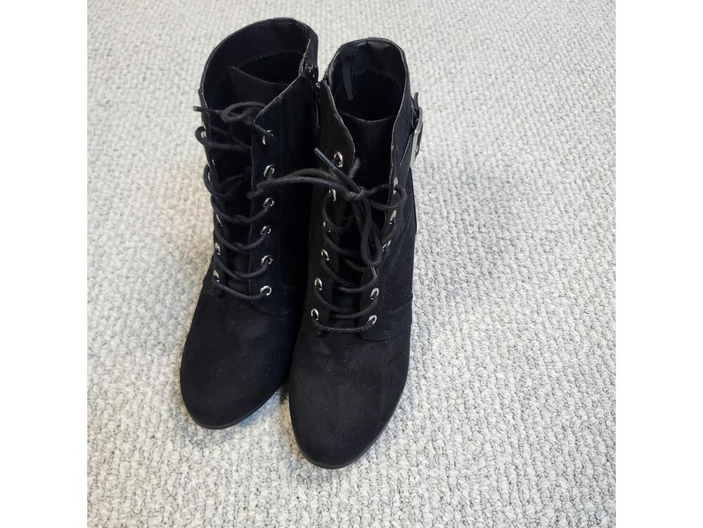 Torrid Black Faux Suede Lace-Up Ankle Boots with Buckle Detail Women's Size 10W - Picture 2 of 13